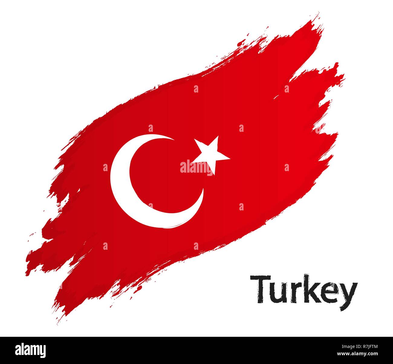 Flag of Turkey grunge style vector illustration isolated on white background Stock Vector