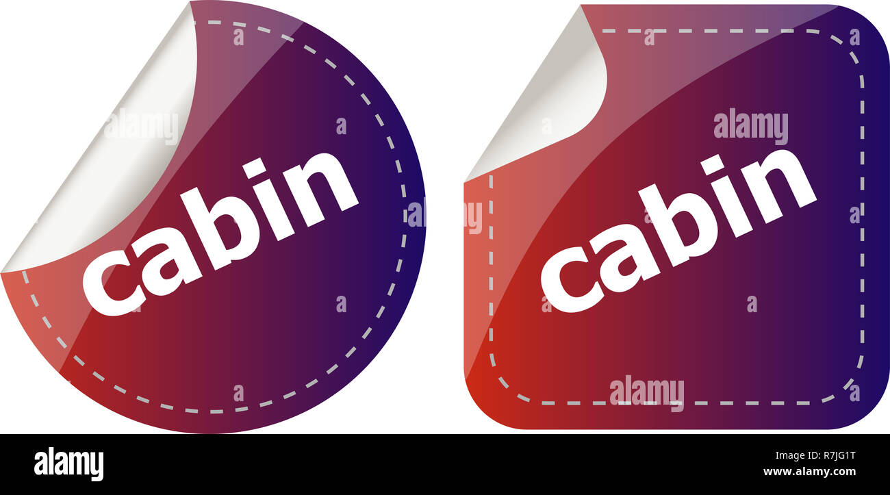 cabin word stickers set, web icon button Stock Photo Alamy