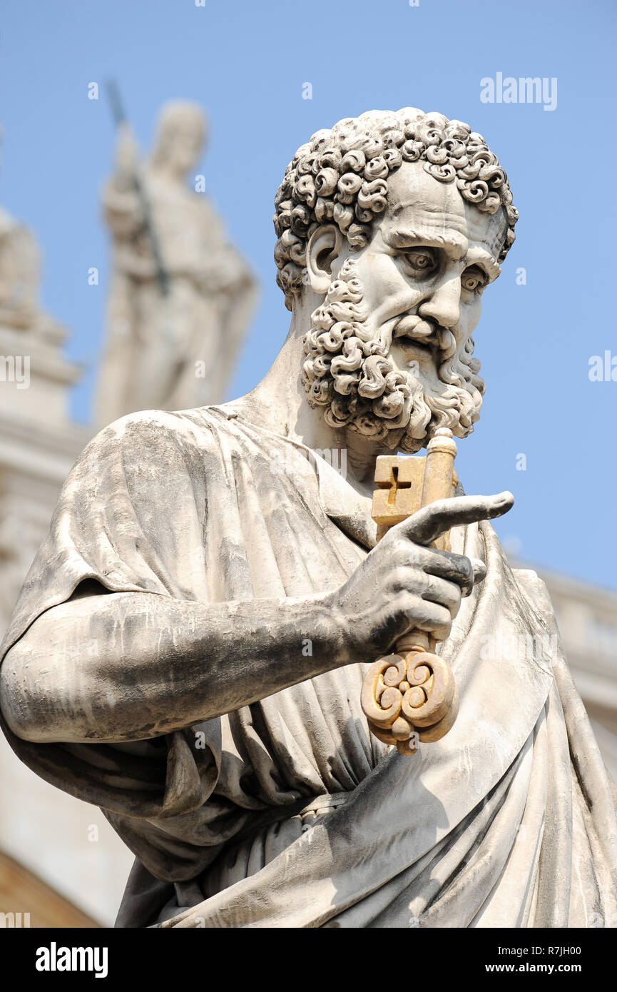 Saint Peter Rennaissance Saint Peter statue and Carlo Maderno facade of Italian Renaissance ...