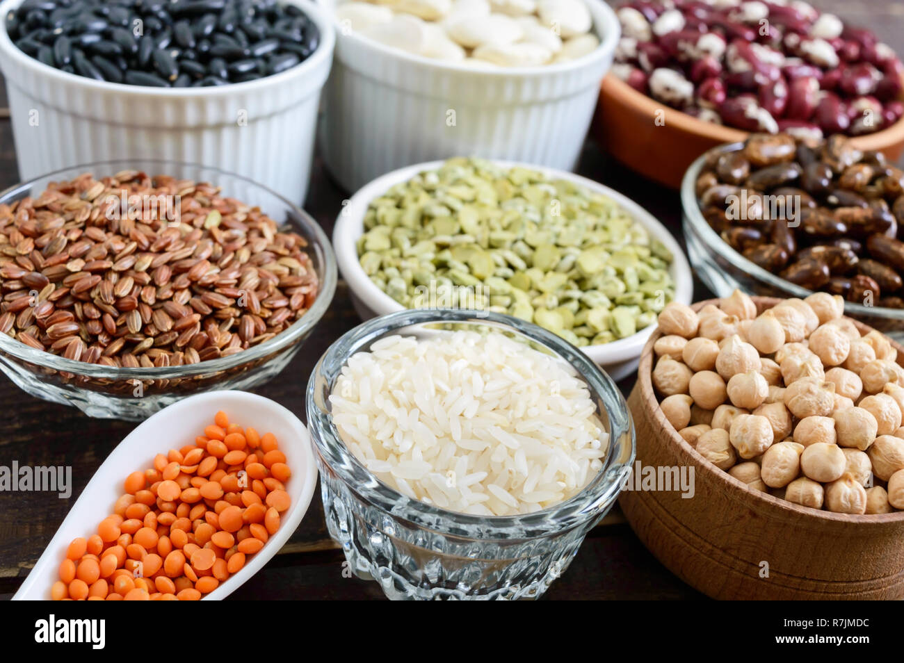 Healthy food, dieting, nutrition concept, vegan protein and