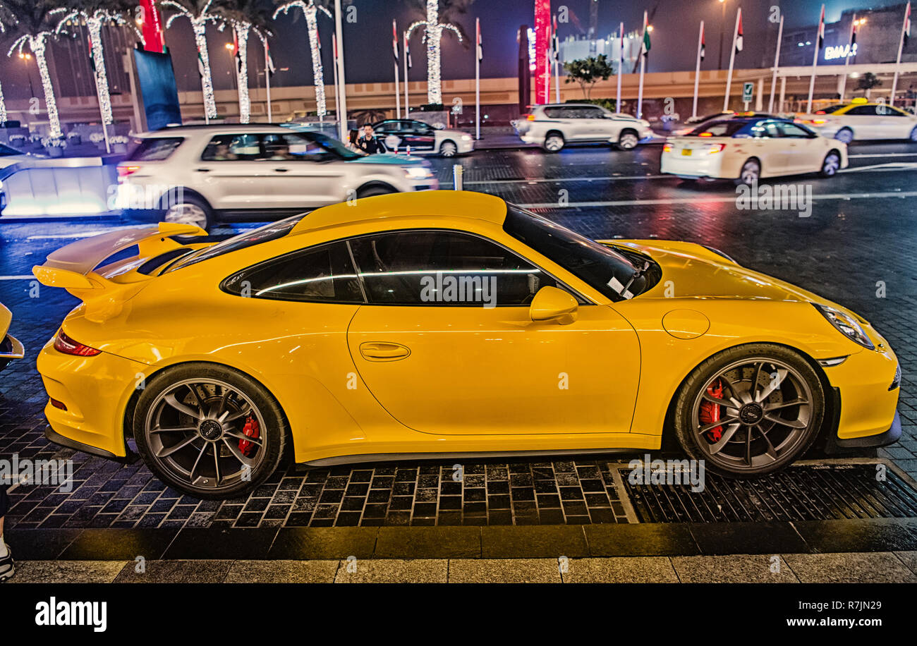 DUBAI, UAE december 23, 2017 luxury Supercar Porsche 911 Carrera 4
