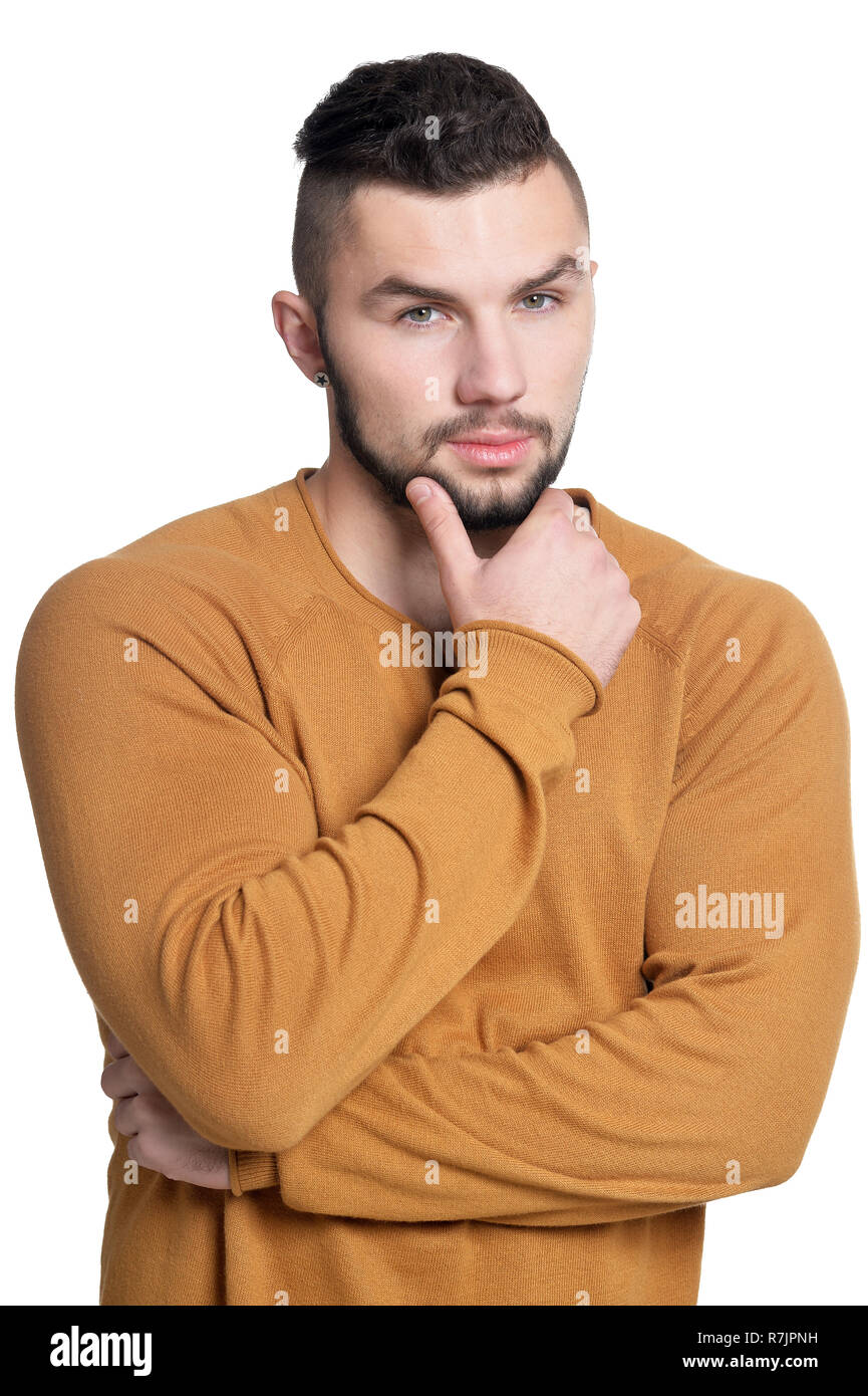 Portrait of handsome young man on white background Stock Photo - Alamy