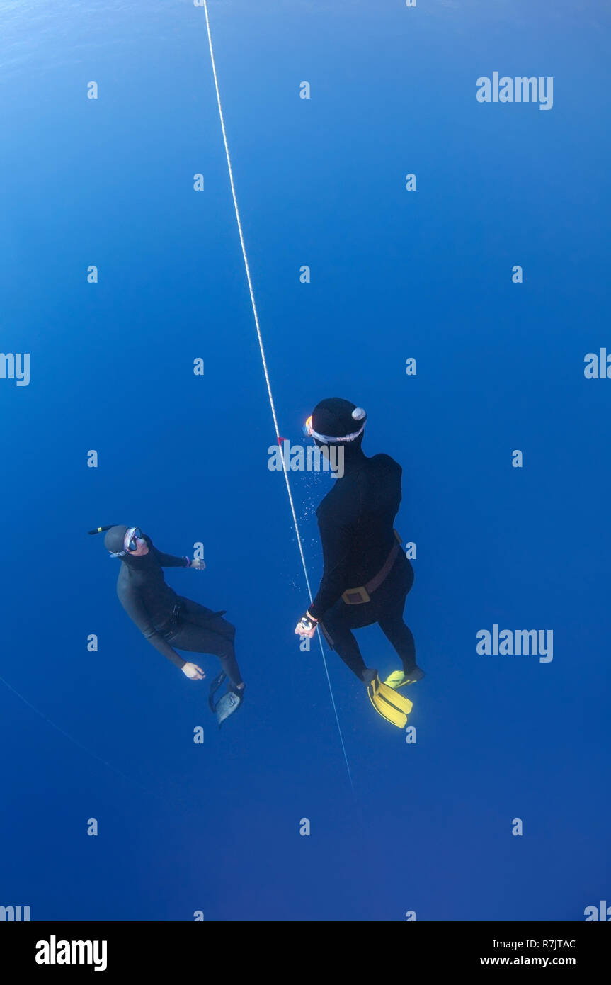 Freedivers, Aegean Sea, Greece Stock Photo