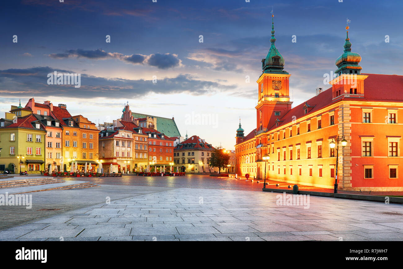 Panorama of Warsaw old town, Poland Stock Photo