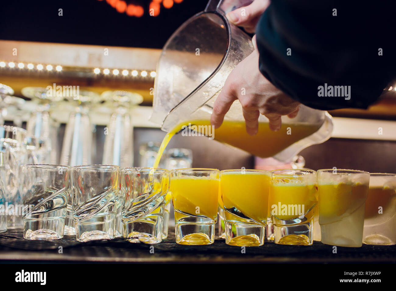 Shots On A Bar Counter Top Stock Photo 228453618 Alamy