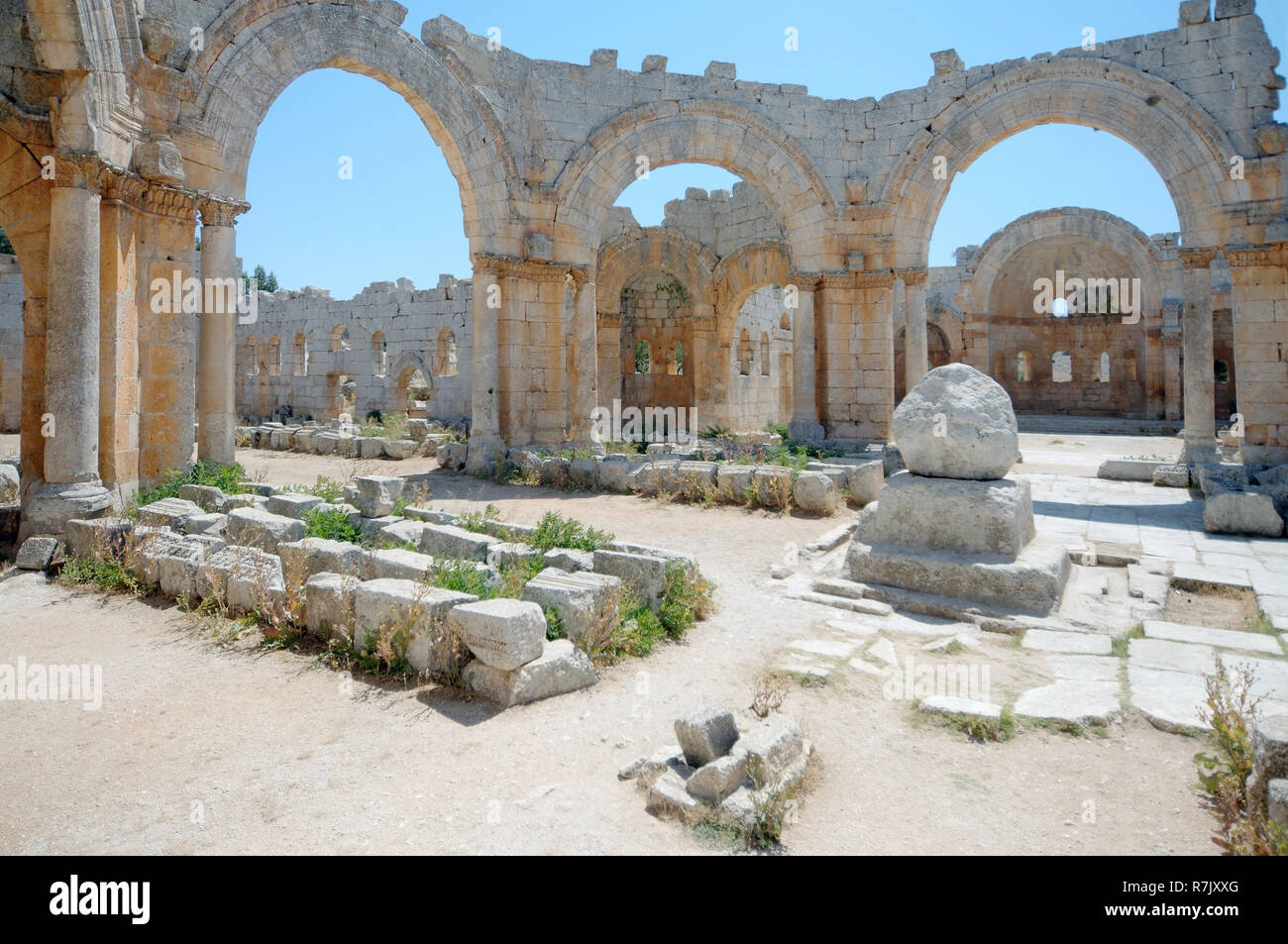 Stylite Remains of the pillar of Saint Simeon Stylites, Church of Saint Simeon ...