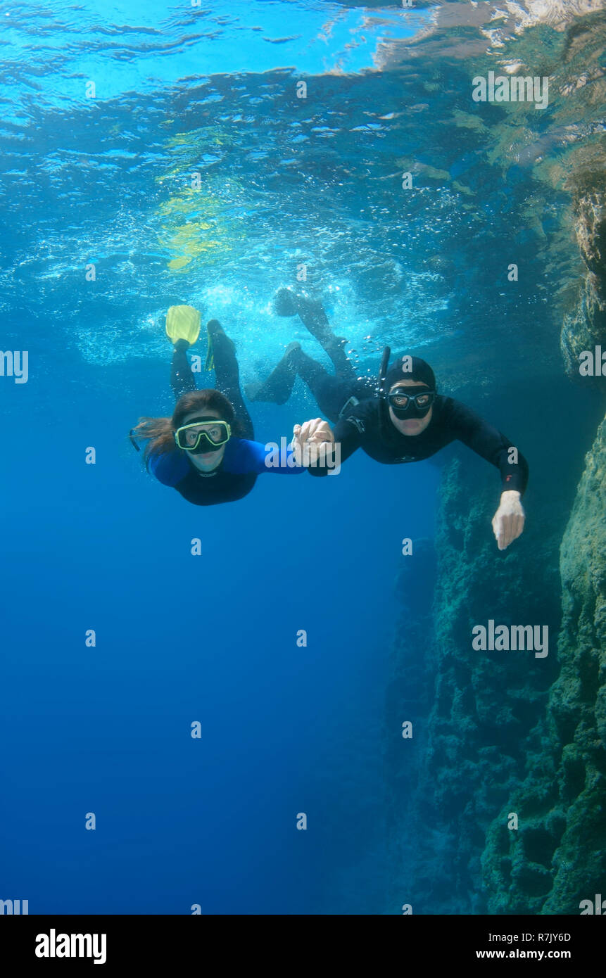 Freedivers, Symi, Aegean Sea, Greece Stock Photo