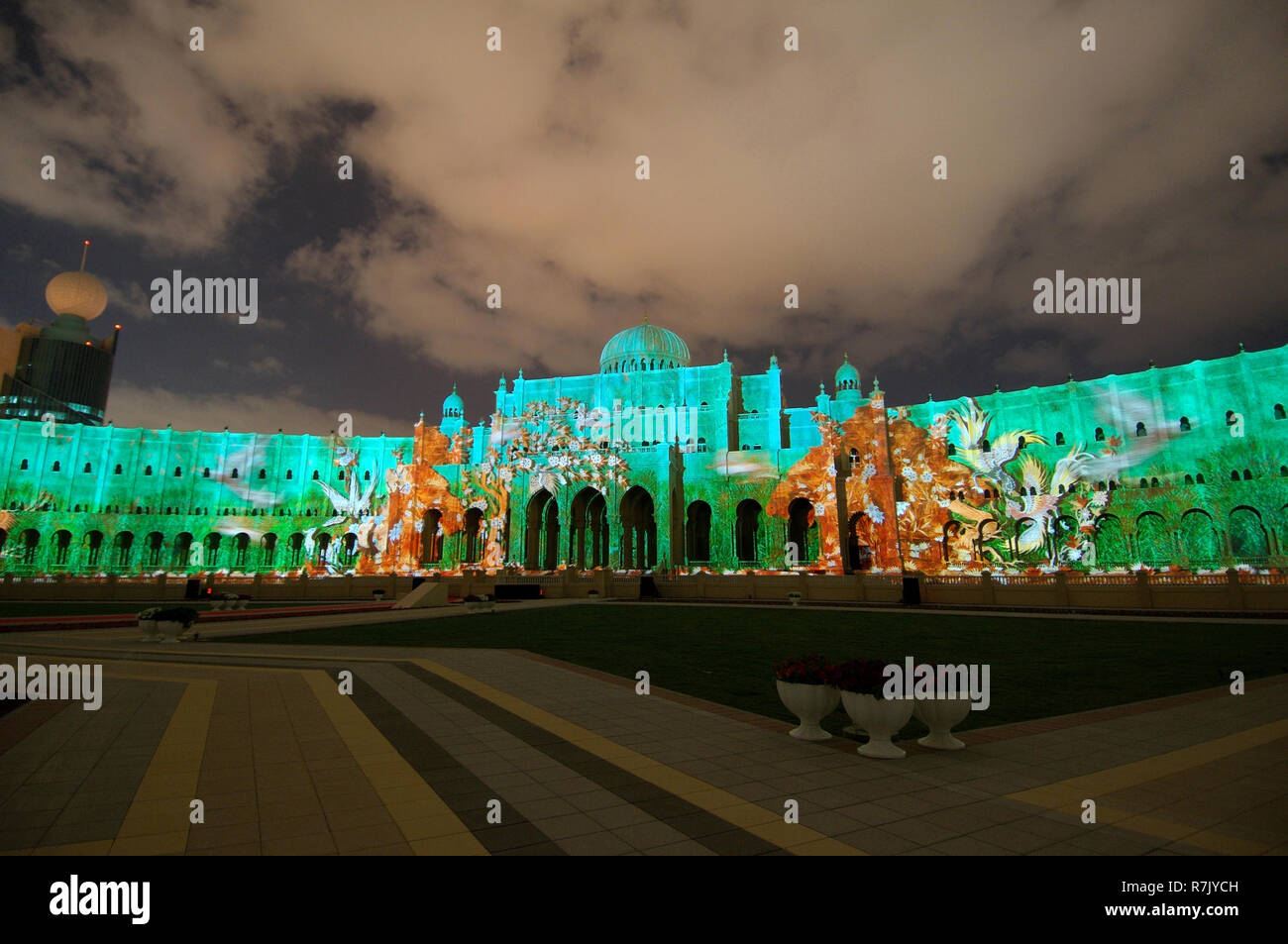 Sharjah Light Festival, Islamic Museum of Civilization, Sharjah, Emirate of Sharjah, United Arab Emirates Stock Photo