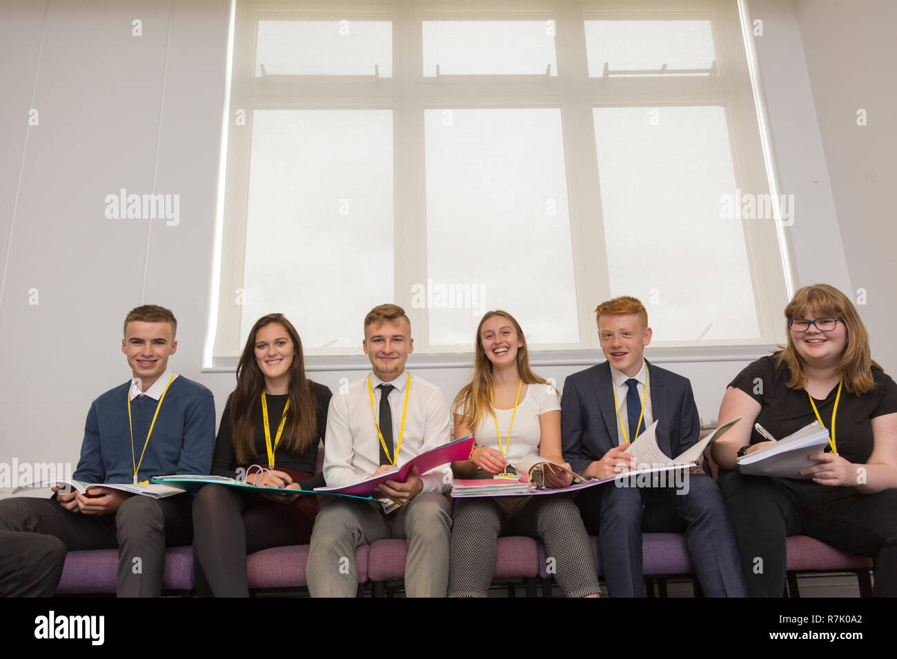 UK Sixth form students in a school setting Stock Photo