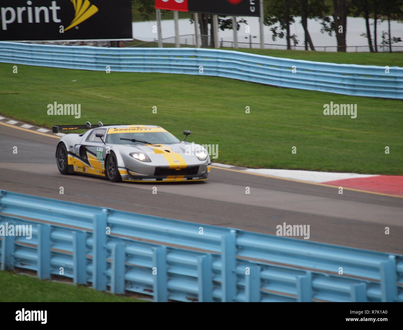 Vintage race cars at Watkins Glen International race course during a