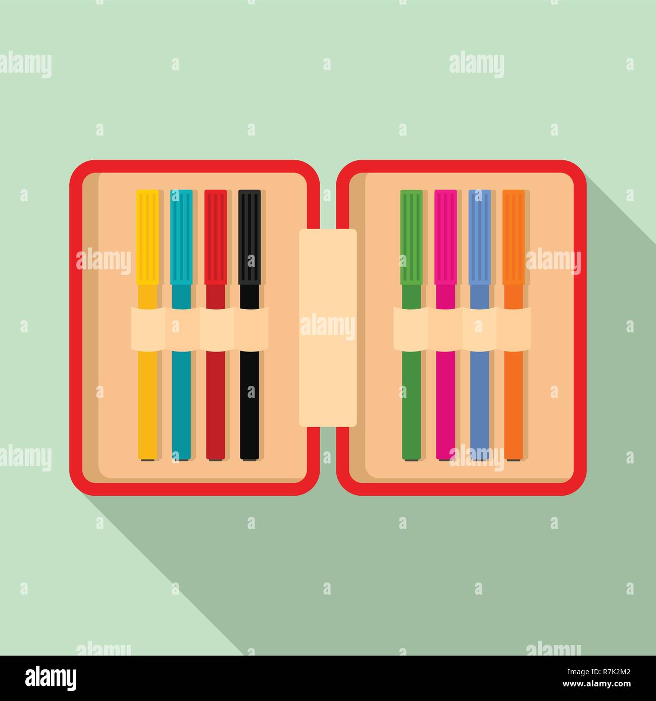 Open pencil box icon. Flat illustration of open pencil box vector icon