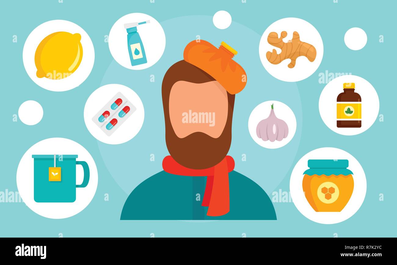 Man Flu Banner Flat Illustration Of Man Flu Vector Banner For Web