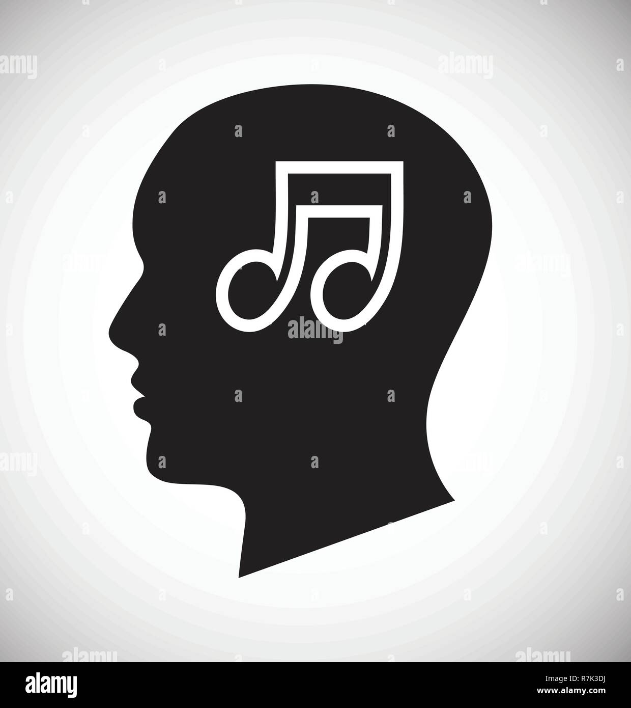 Human head with music icon on white background for graphic and web design,  Modern simple vector sign. Internet concept. Trendy symbol for website desi  Stock Vector Image & Art - Alamy