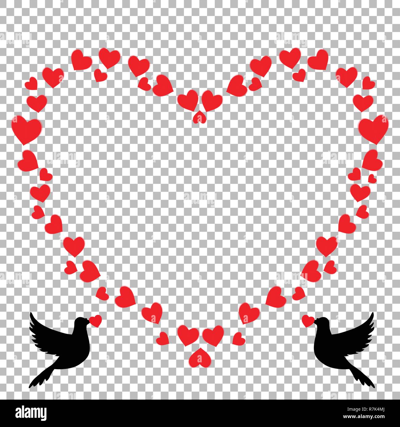 vector red heart shaped retro vintage border photo frame