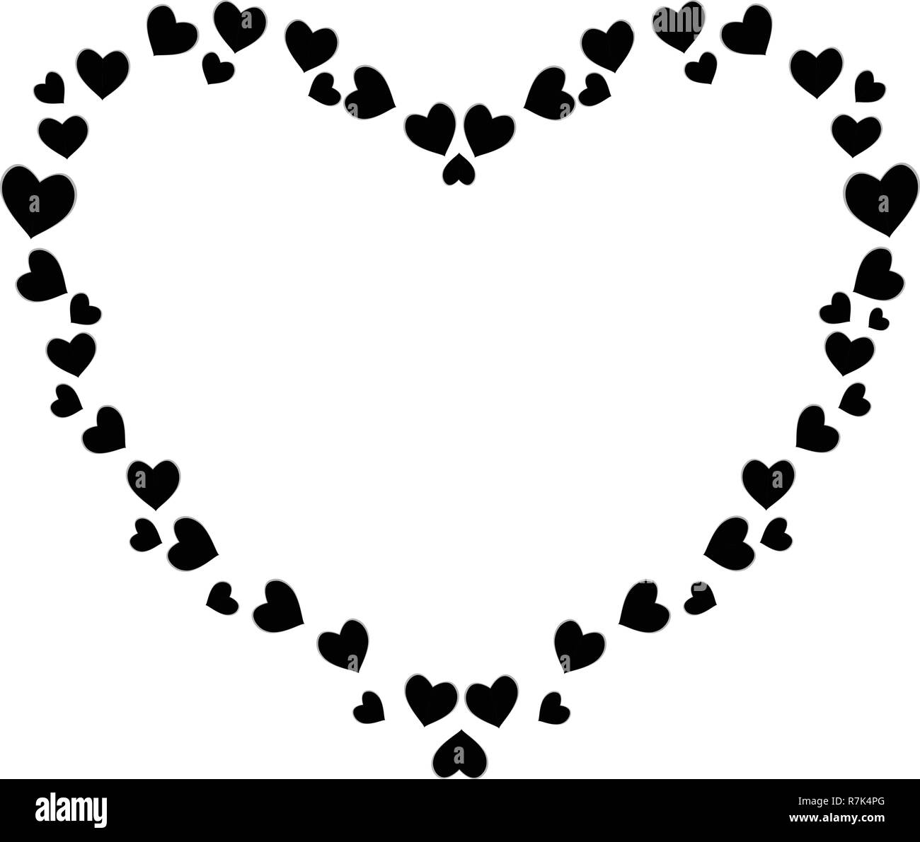 Vector cute black hearts photo frame for valentines, love romance design.  Template for greeting card, invitation, scrapbook element. Heart shaped  bord Stock Vector Image & Art - Alamy