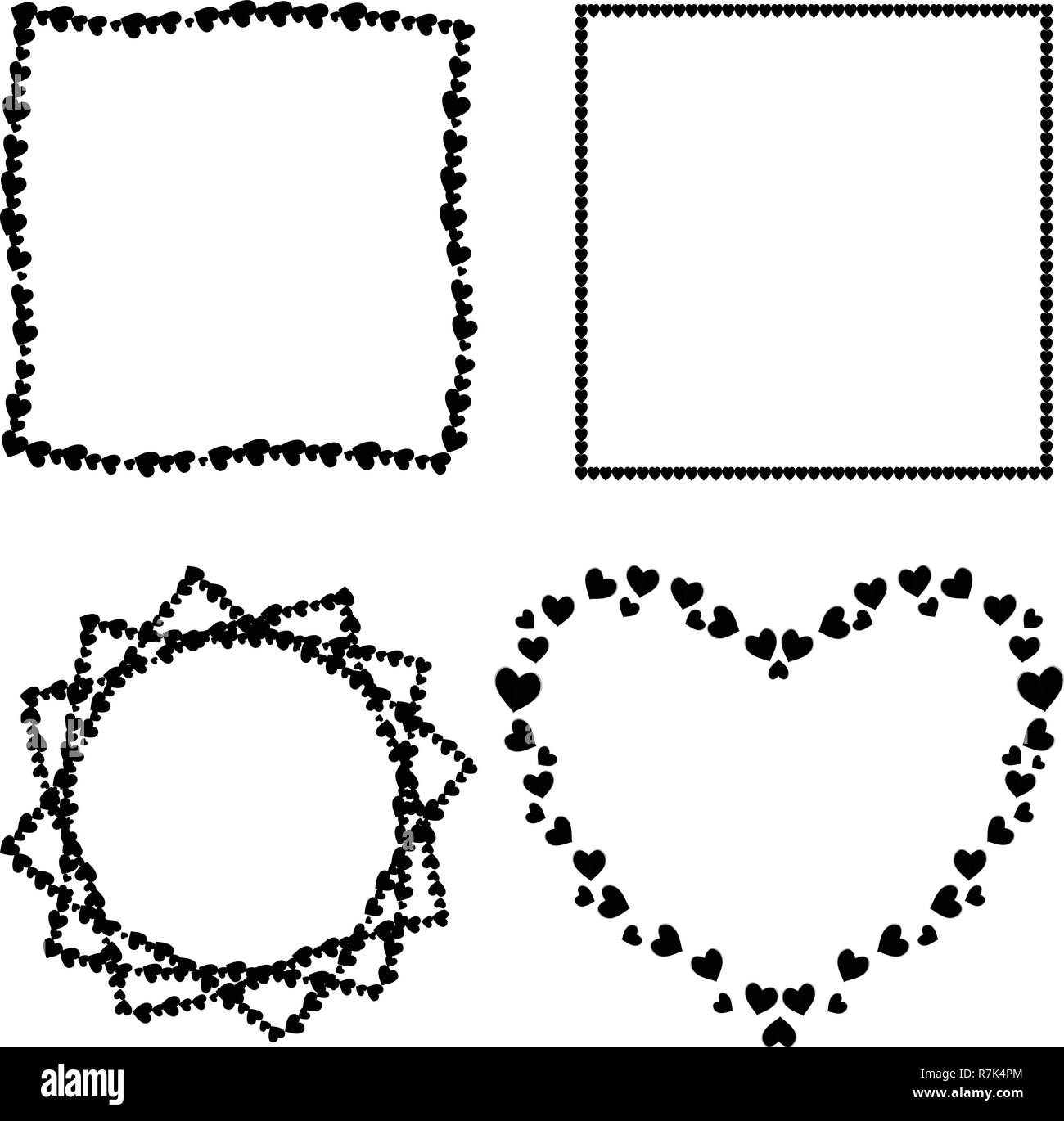 Heart Design Frame Model Vector set of cute black love hearts photo frames for valentine ...