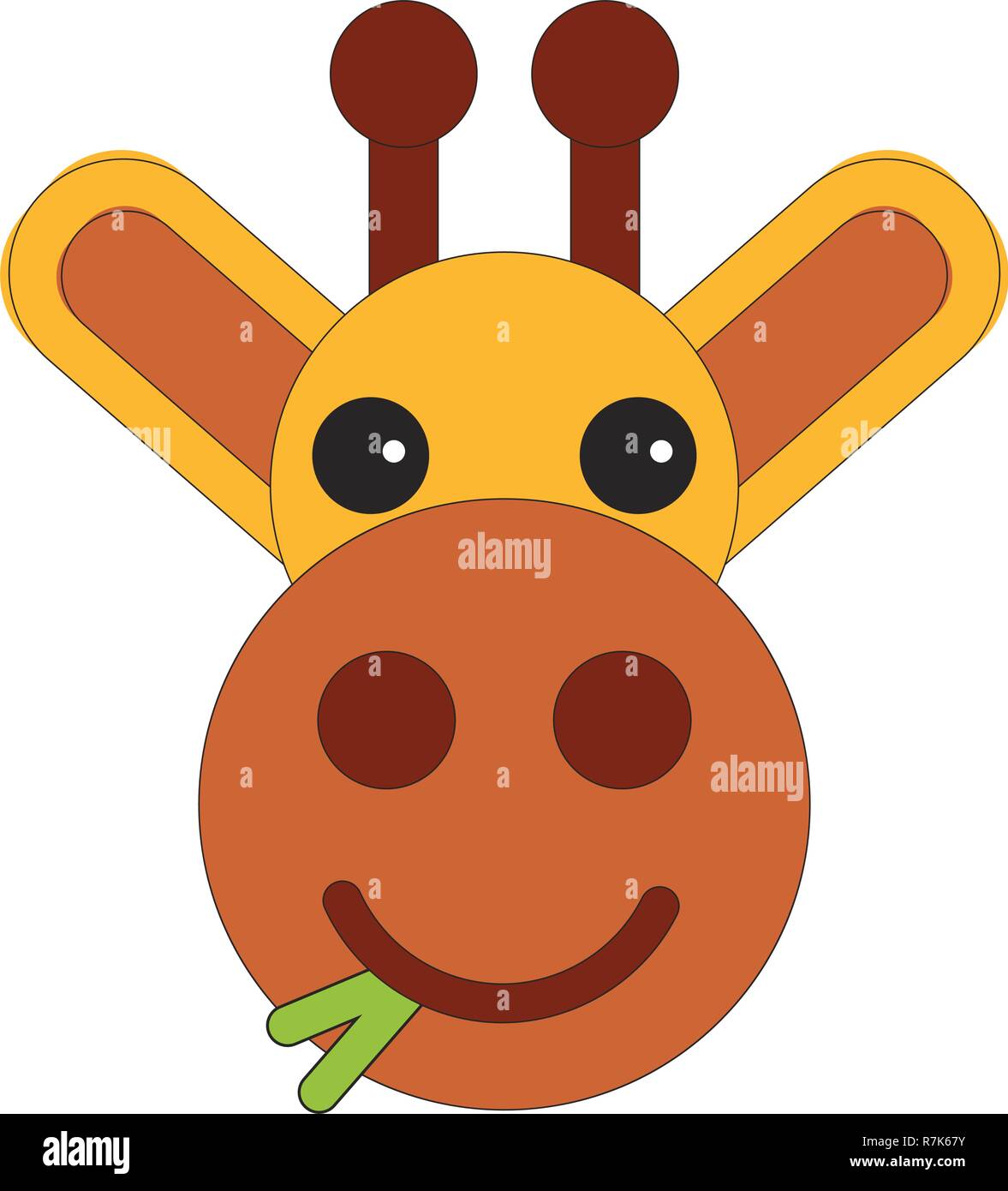 Head of a giraffe in cartoon flat style. Vector illustration on white ...