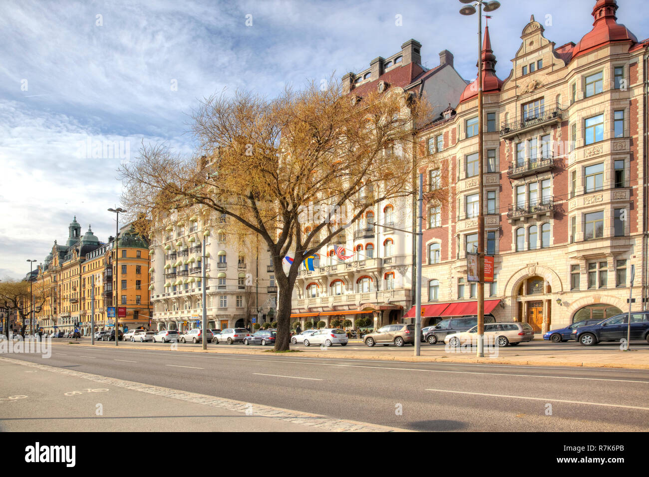 STOCKHOLM, SWEDEN - May 04.2013: City Embankment in the historic center of the city. District Östermalm, Strandwegen Stock Photo