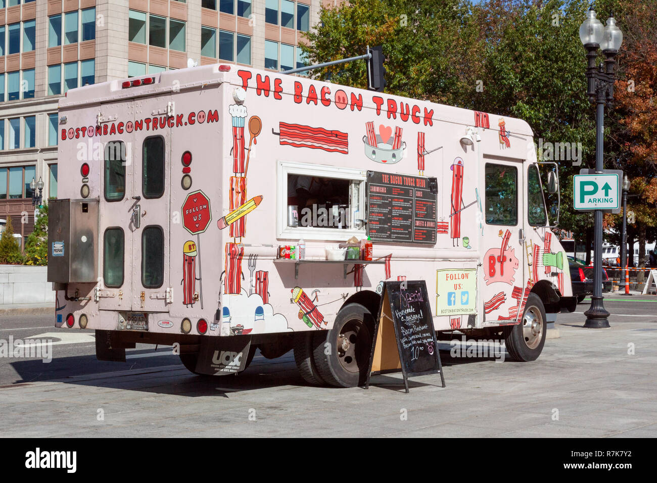 The Bacon Truck food truck , Boston, Massachusetts, United States of America. Stock Photo
