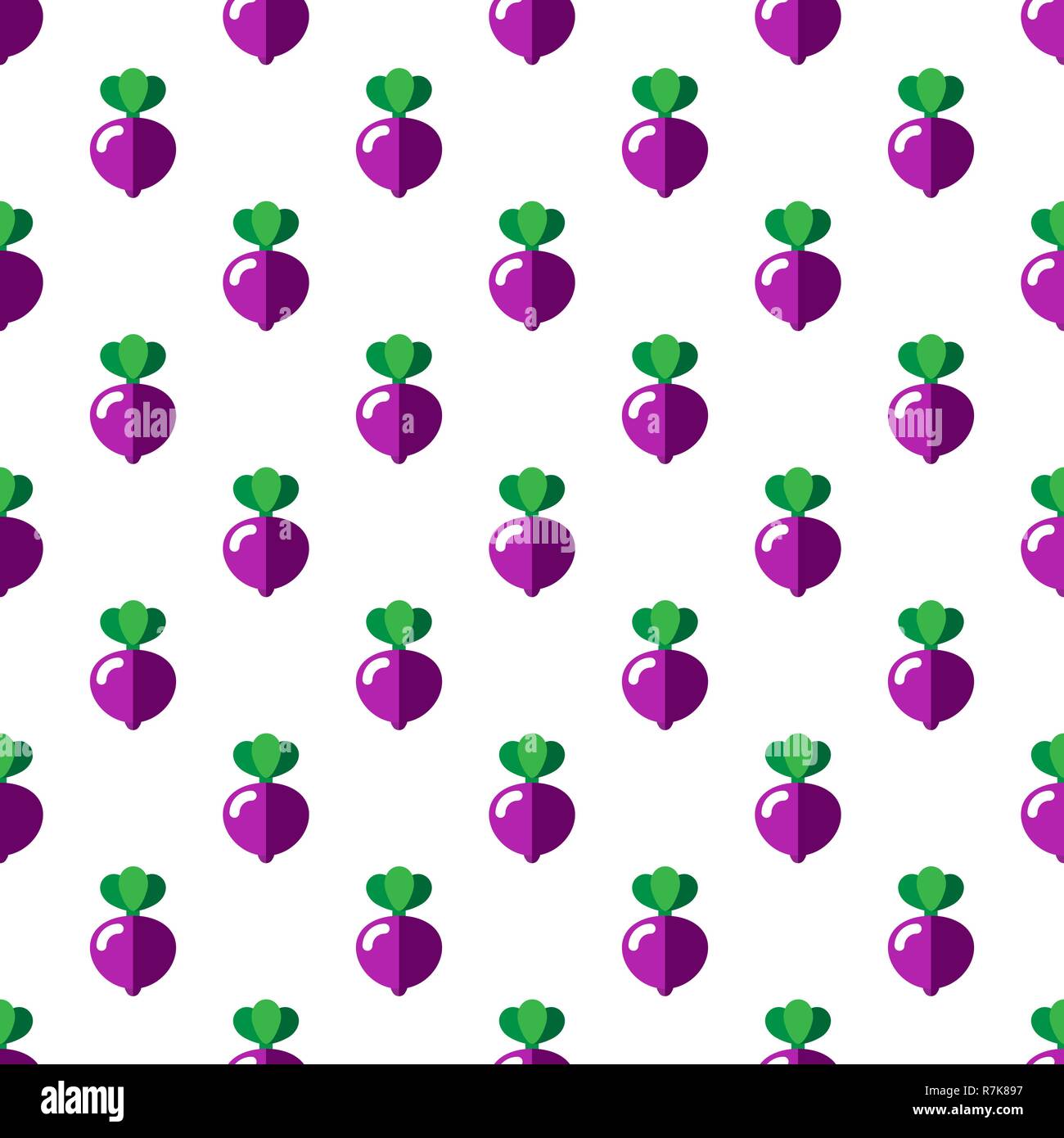 Cartoon beet on white background. Seamless pattern. Flat illustration. Stock Vector