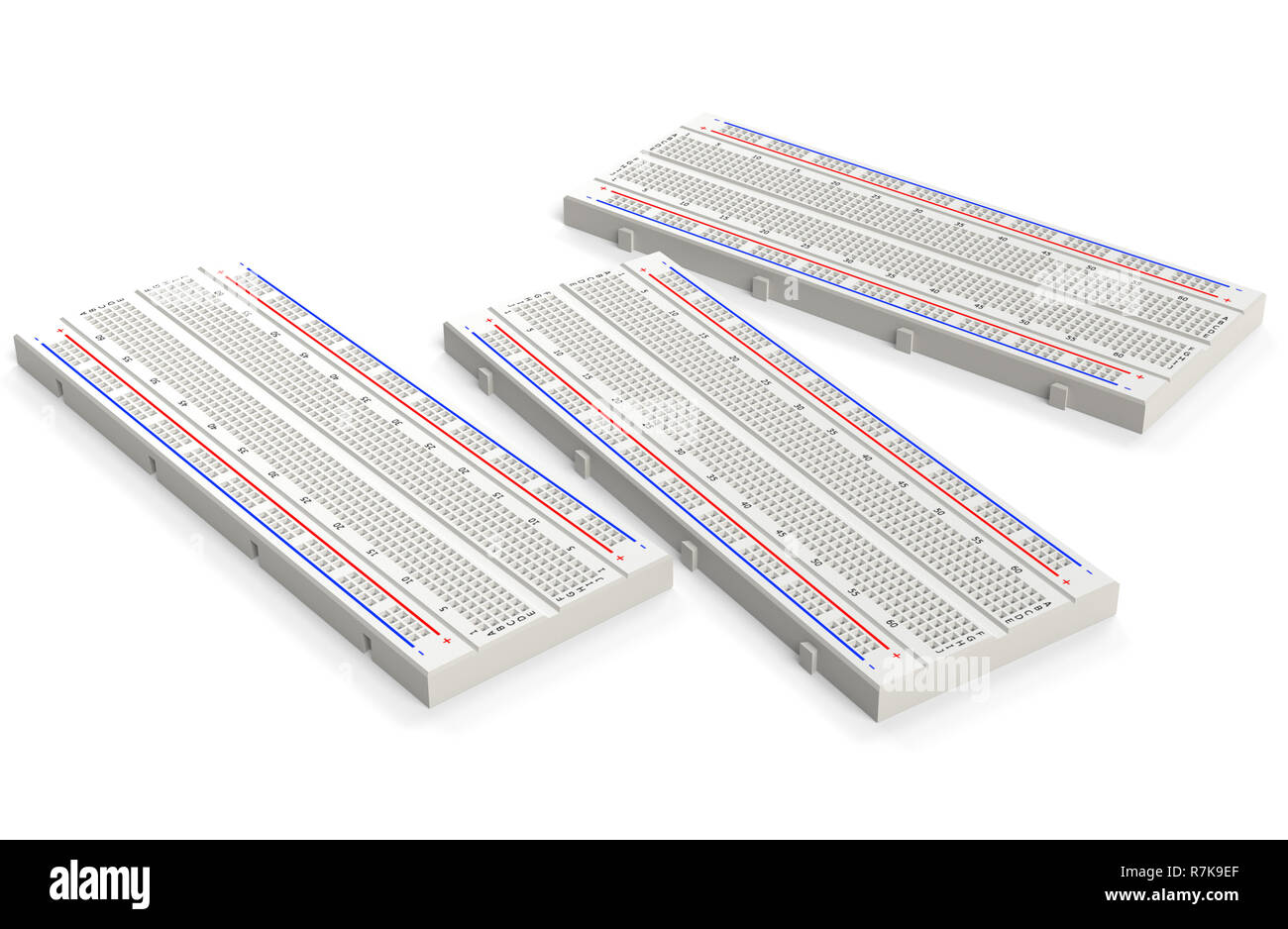 Several prototyping boards (breadboard). 3D rendering Stock Photo - Alamy