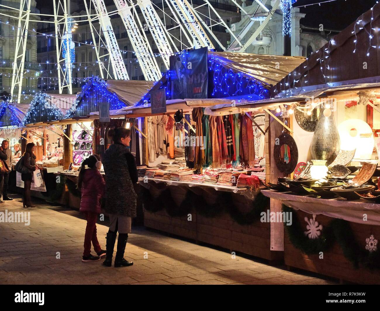 France, Bouches du Rhone, Marseille, Christmas market on the Old Port