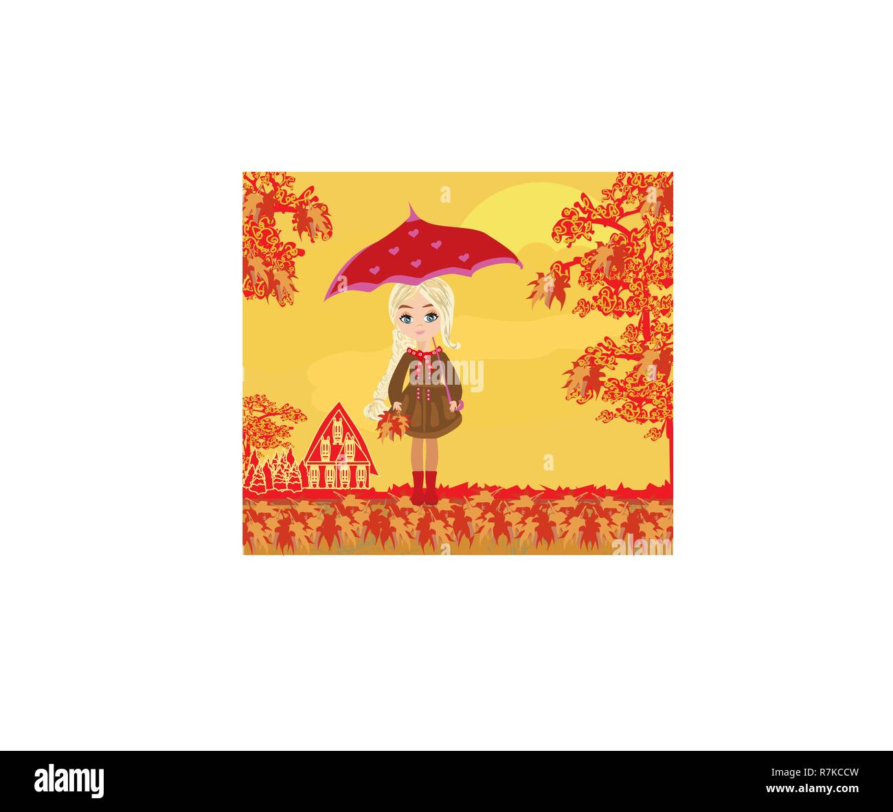 beautiful girl with umbrella Stock Vector Image & Art - Alamy