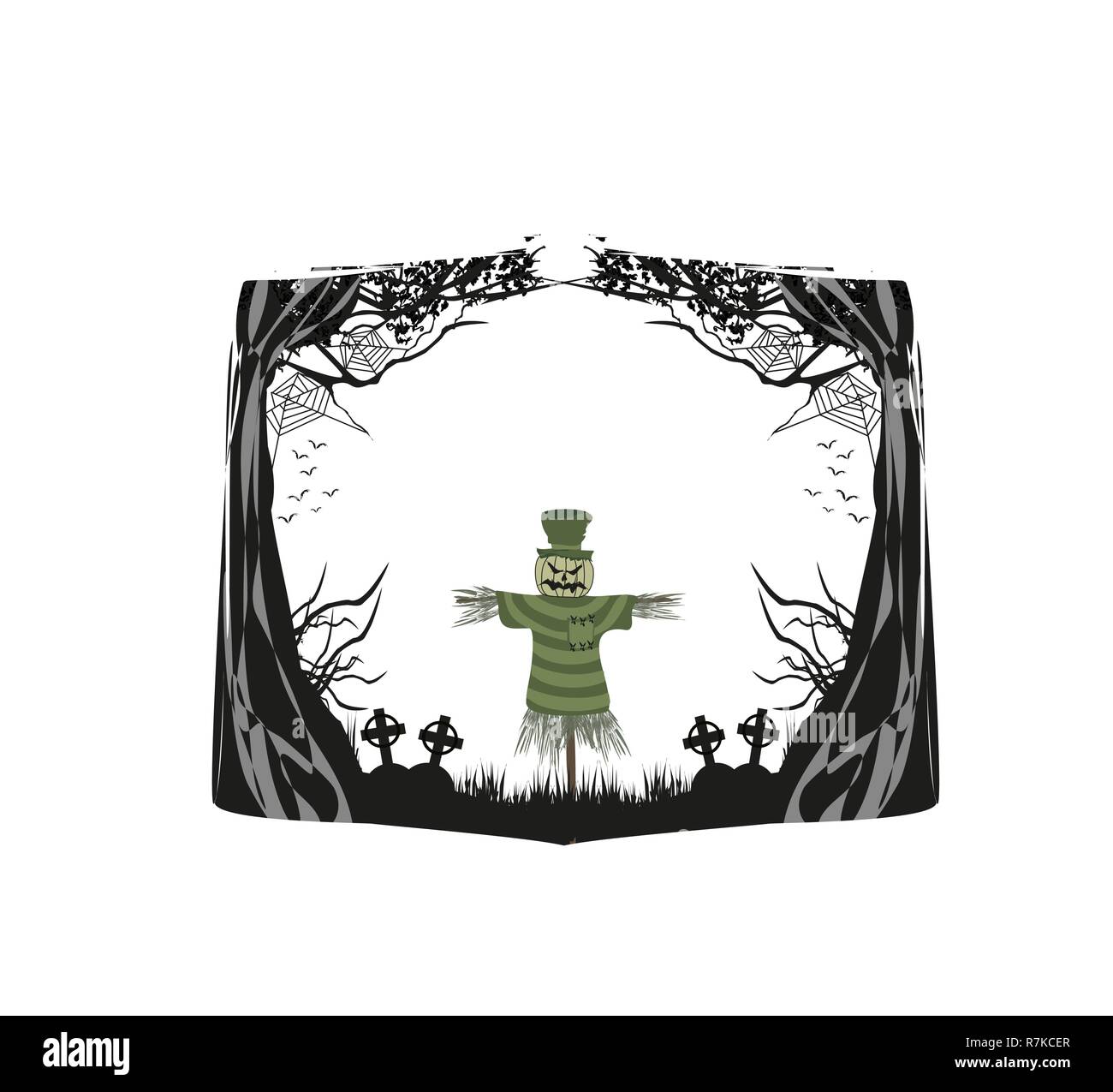 Pumpkin scarecrow at Halloween night Stock Vector Image & Art - Alamy