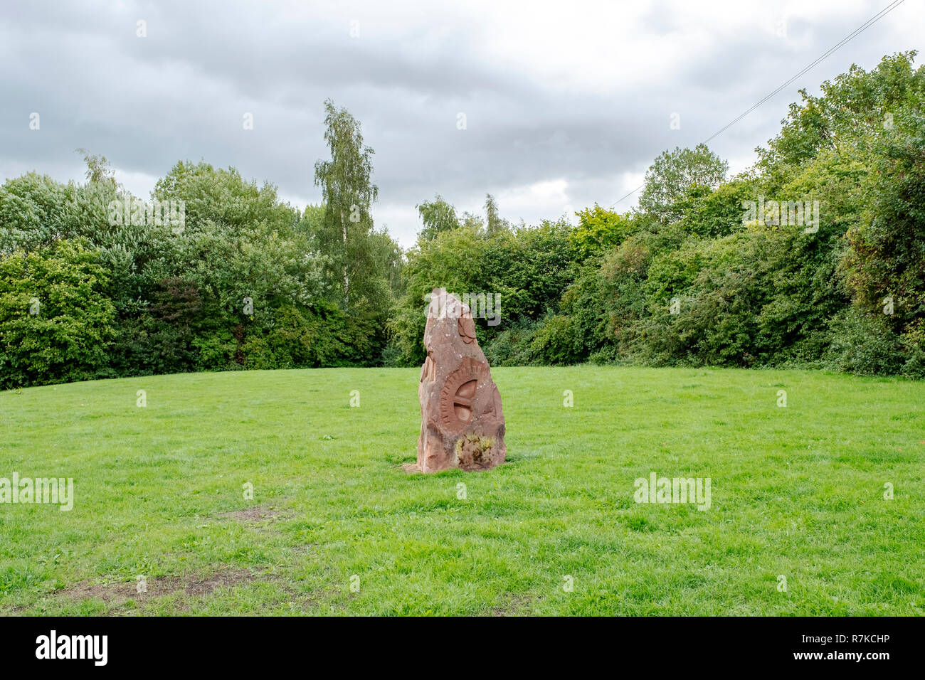 Standing stone in town centre of Middlewich Cheshire UK Stock Photo Alamy