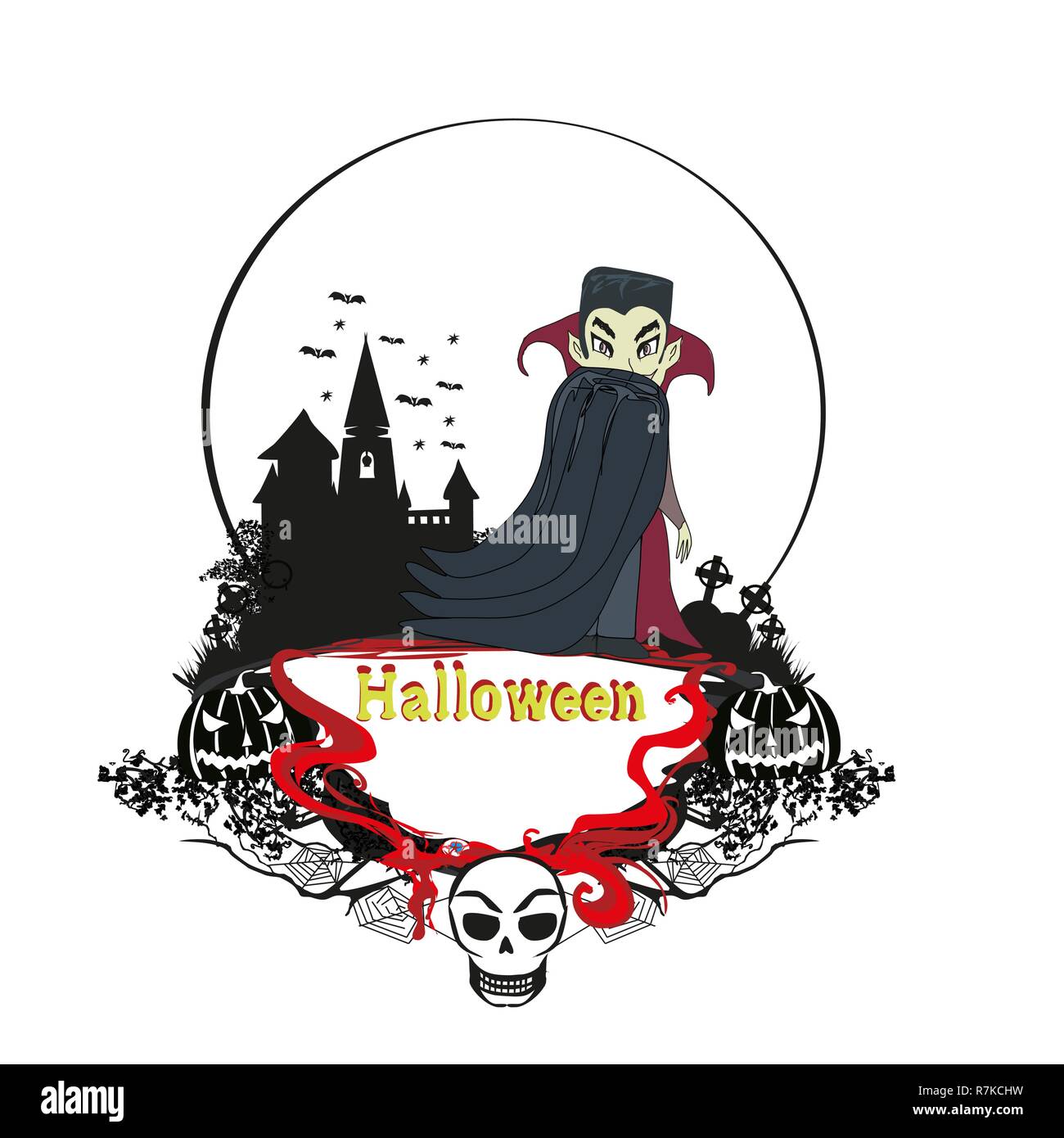 Vampire Night Halloween Card Stock Vector