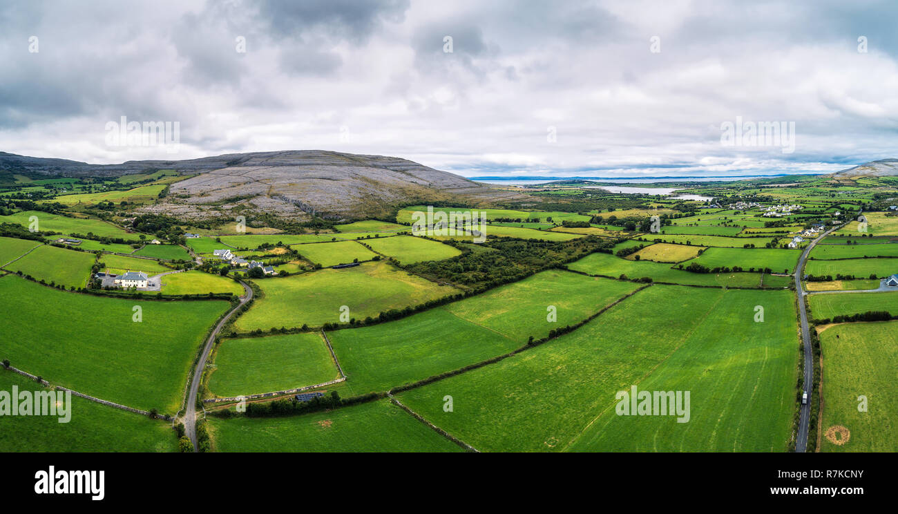 Aerial view of The Burren in Ireland Stock Photo