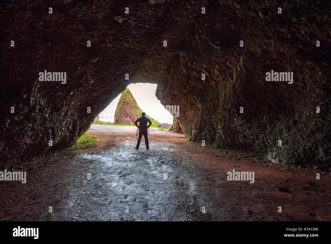 Cushendun Cave in Northern Ireland Stock Photo