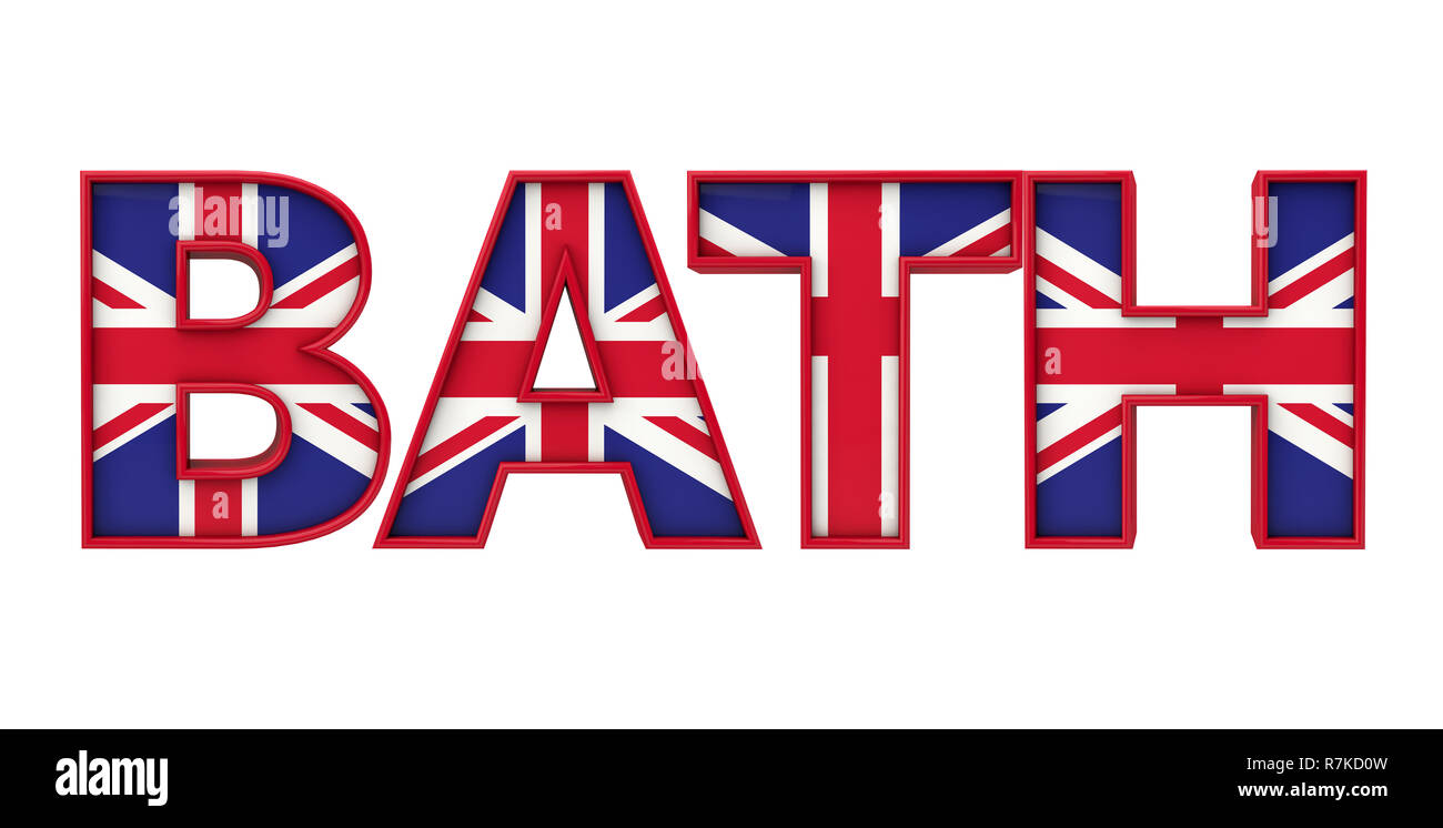 Bath city word made from union jack flag lettering. 3D Rendering Stock ...
