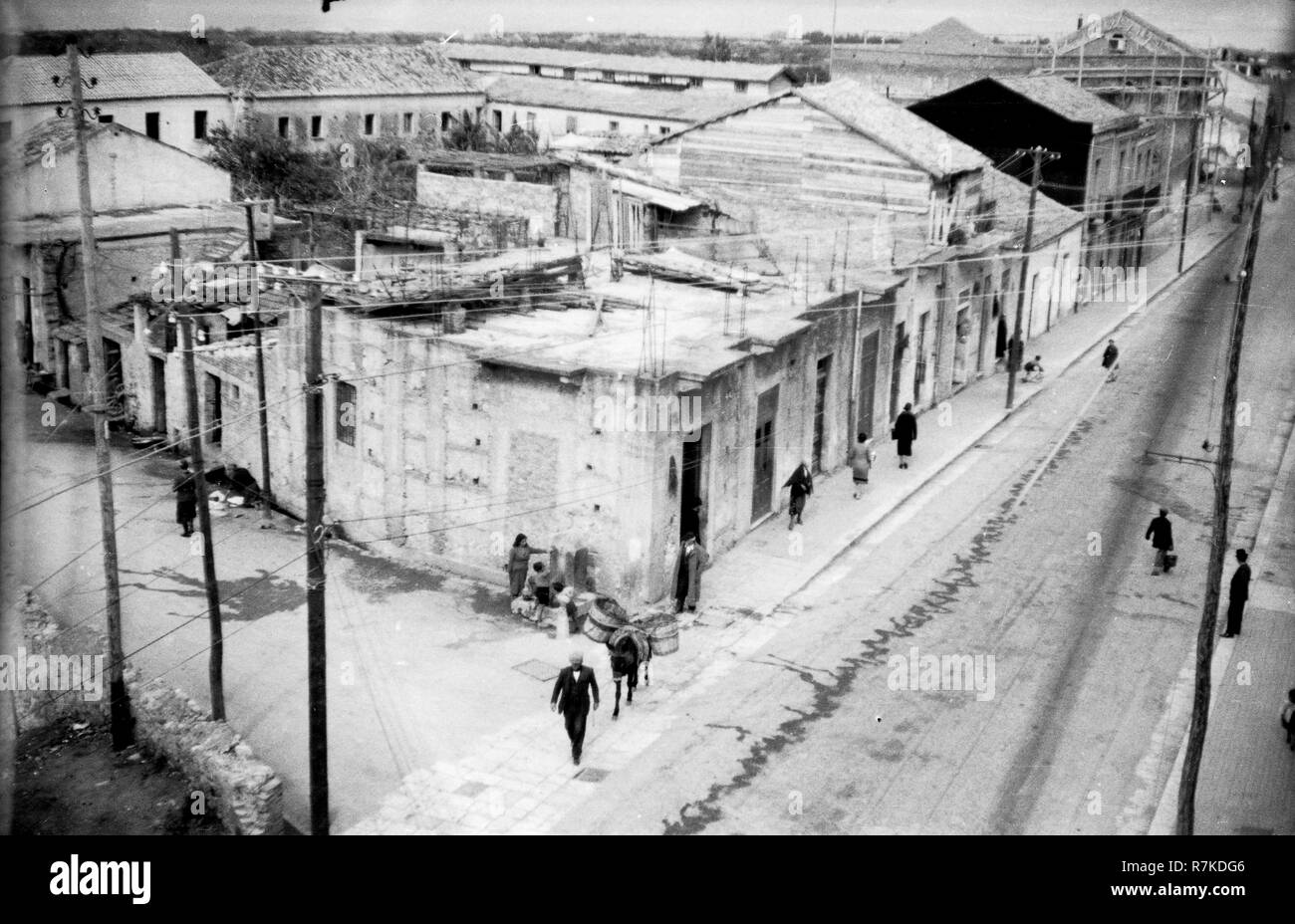 1940's WW2 Street Scene, Crete North Africa Stock Photo