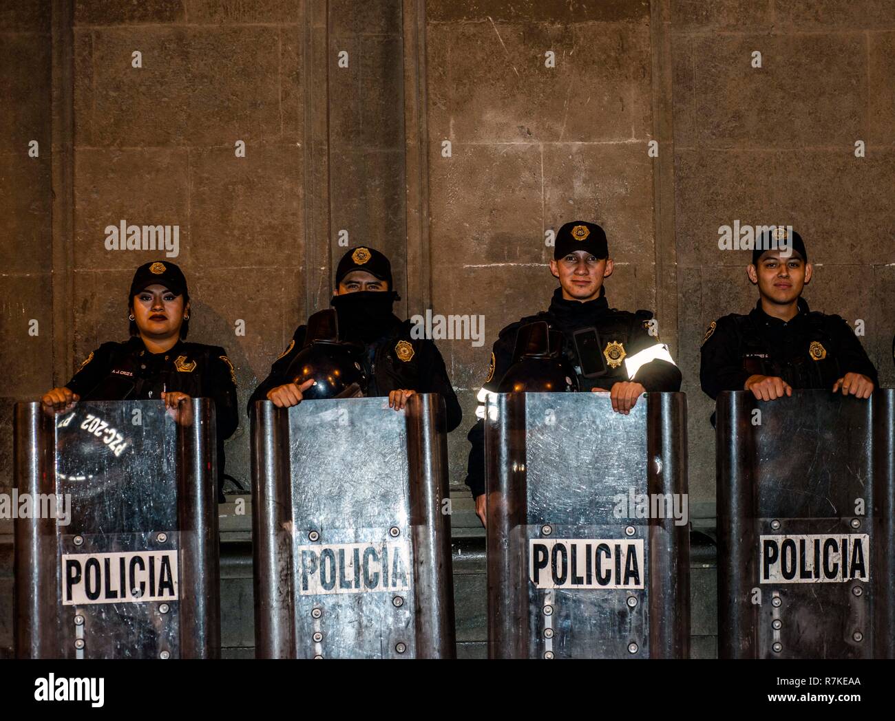 Mexico City Riot Police Stock Photo