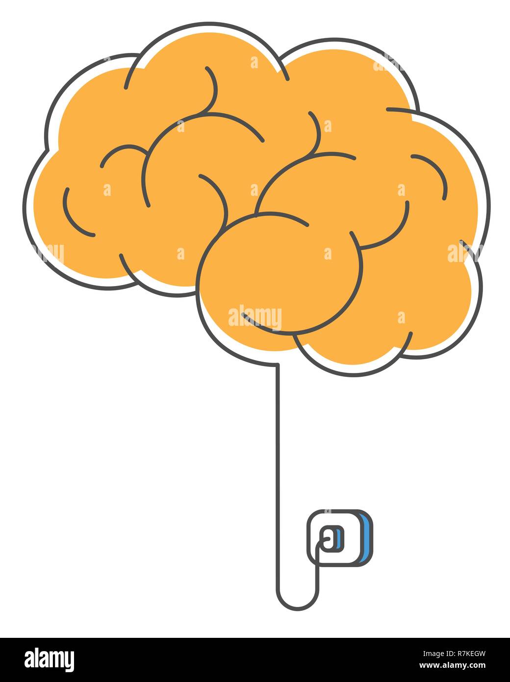 Concept illustration of brain charging. Stock Vector