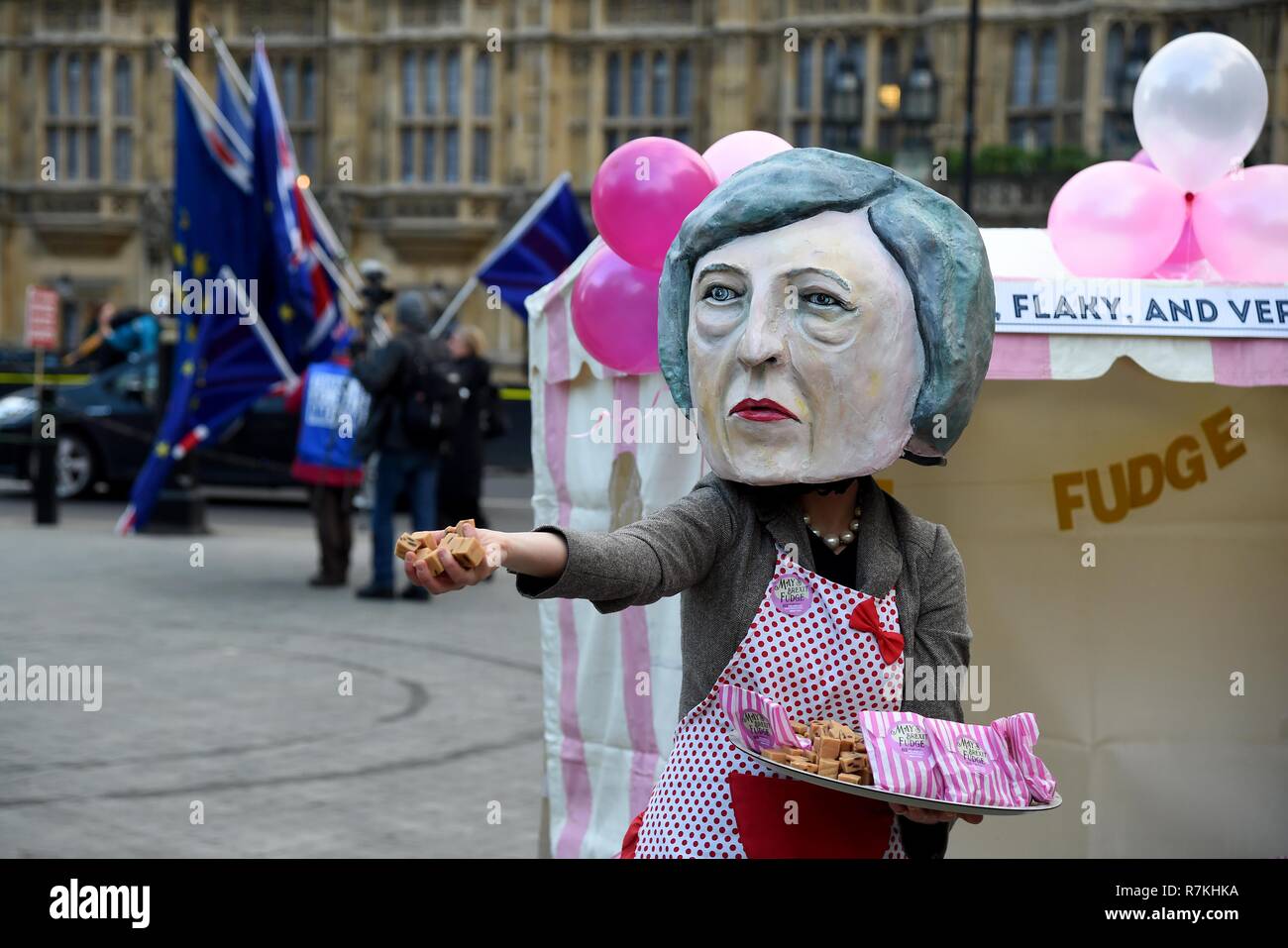 Theresa May and the Brexit Fudge stall, Westminster, London Credit: Finnbarr Webster/Alamy Live News Stock Photo