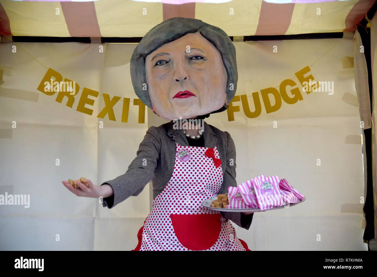 Theresa May and the Brexit Fudge stall, Westminster, London Credit: Finnbarr Webster/Alamy Live News Stock Photo