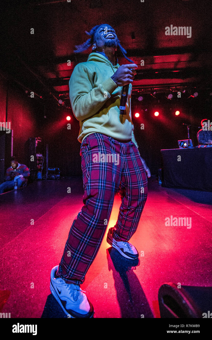 Copenhagen, Denmark. December 9, 2018. The American rapper Denzel Curry performs a live concert at VEGA in Copenhagen. (Photo credit: Gonzales Photo - Thomas Rasmussen). Credit: Gonzales Photo/Alamy Live News Stock Photo
