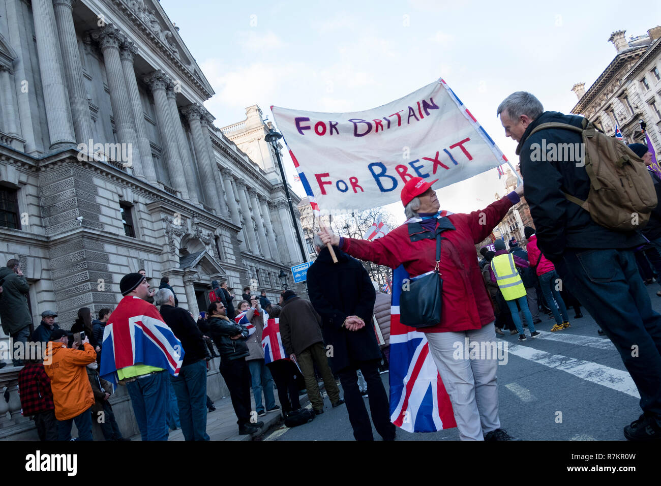 Pro Brexit rally organised by UKIP and Tommy Robinson protesting at the 'Betrayal of Brexit' as they see the deal agreed between the May's Tory Government and the EU. Central London, UK, December 9th, 2018. Credit: Mike Abrahams/Alamy Live News Stock Photo