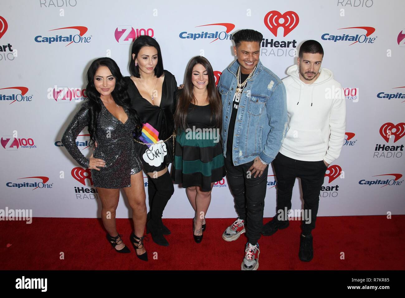 Angelina Pivarnick, Jennifer 'JWoww' Farley, Deena Cortese, Paul DelVecchio, Vinny Guadagnino at arrivals for Z100's Jingle Ball 2018 Presented by Capital One, Madison Square Garden, New York, NY December 7, 2018. Photo By: Steve Mack/Everett Collection Stock Photo
