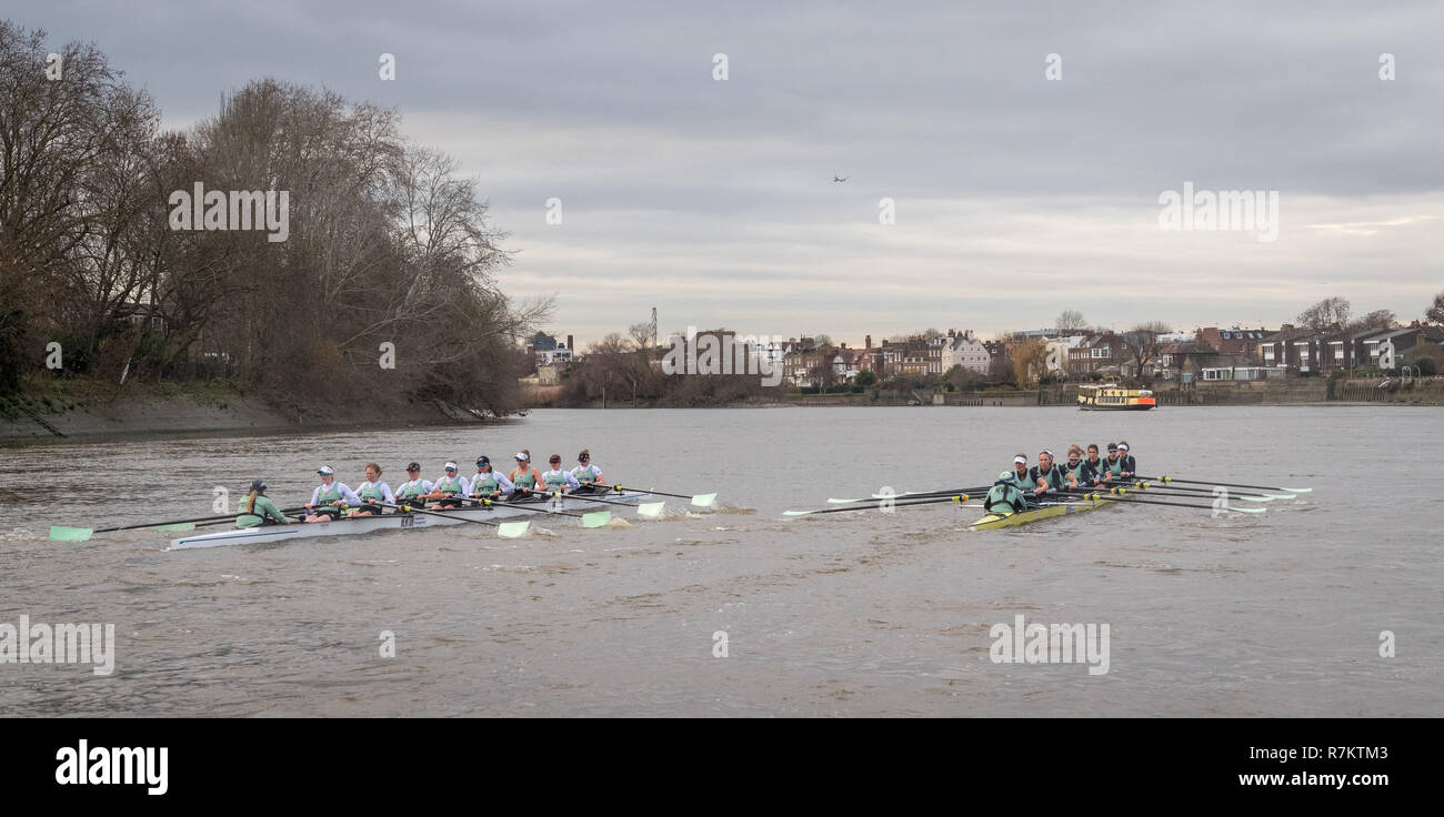 London Uk 10th December 2018 Boat Race Trial Viiis Eights Are
