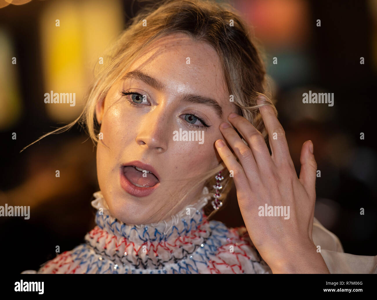 London, UK. 10th Dec 2018. Saoirse Ronan attends the European Premiere of 'Mary Queen Of Scots' at Cineworld Leicester Square on December 10, 2018 in London, England. Credit: Gary Mitchell, GMP Media/Alamy Live News Stock Photo