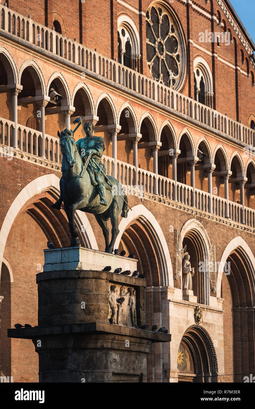 Equestrian Bronze statue of Gattamealta in piazza del Santo in  Padua Italy Stock Photo