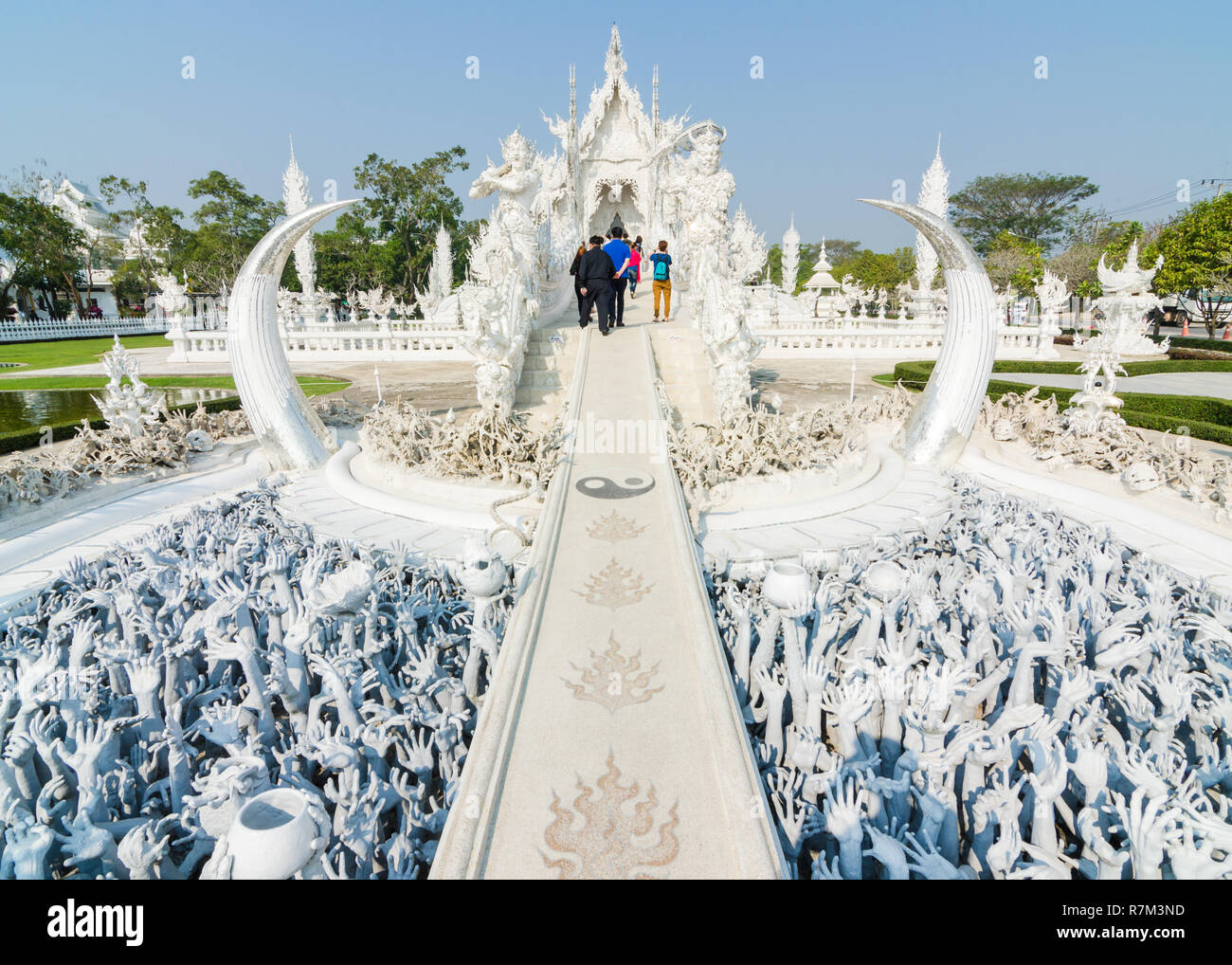 Gate Of Heaven Wat Rong Khun Or White Temple Chiang Rai Thailand Stock Photo Alamy