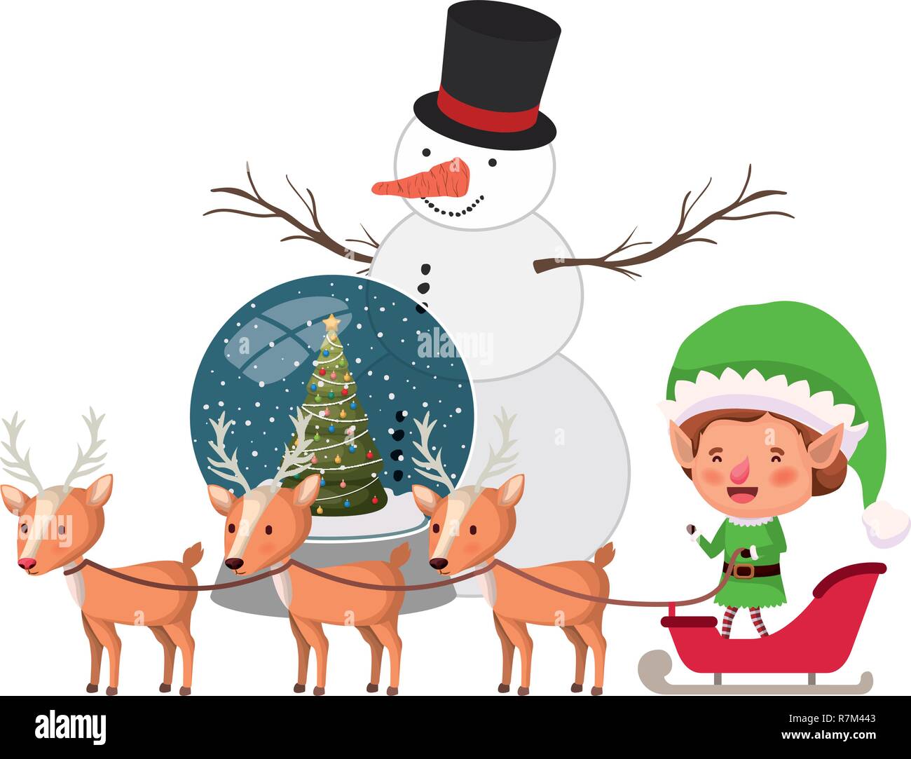 Boy with sled Stock Vector Images - Alamy