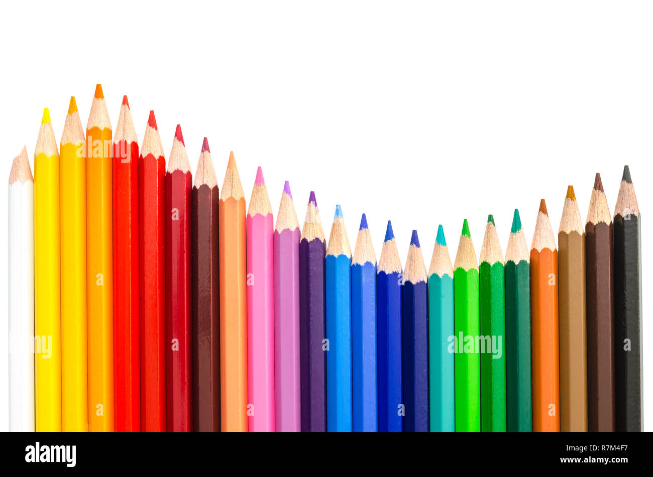 Closeup Of Coloured Pencils Lined Up In A Row Stock Photo Alamy