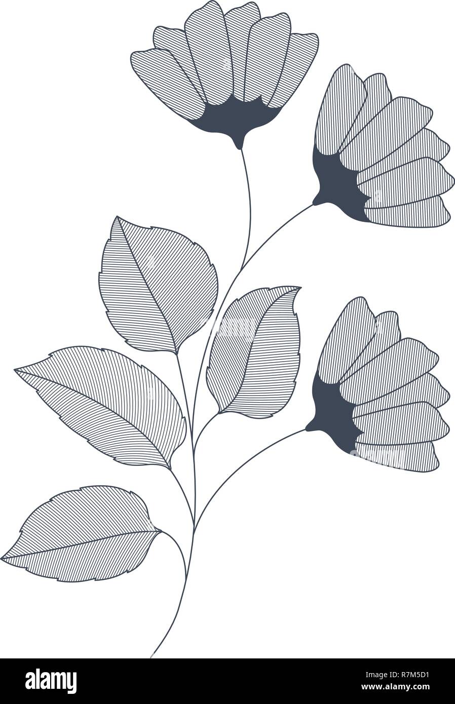 flowers with branches and leaves isolated icon Stock Vector Image & Art ...