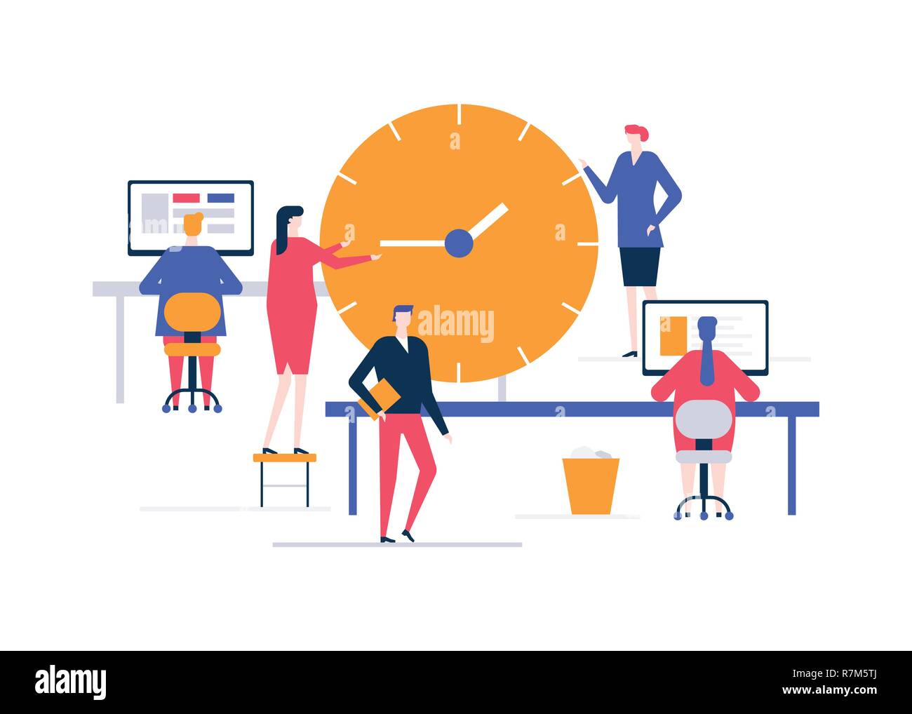 Time management - flat design style colorful illustration Stock Vector ...
