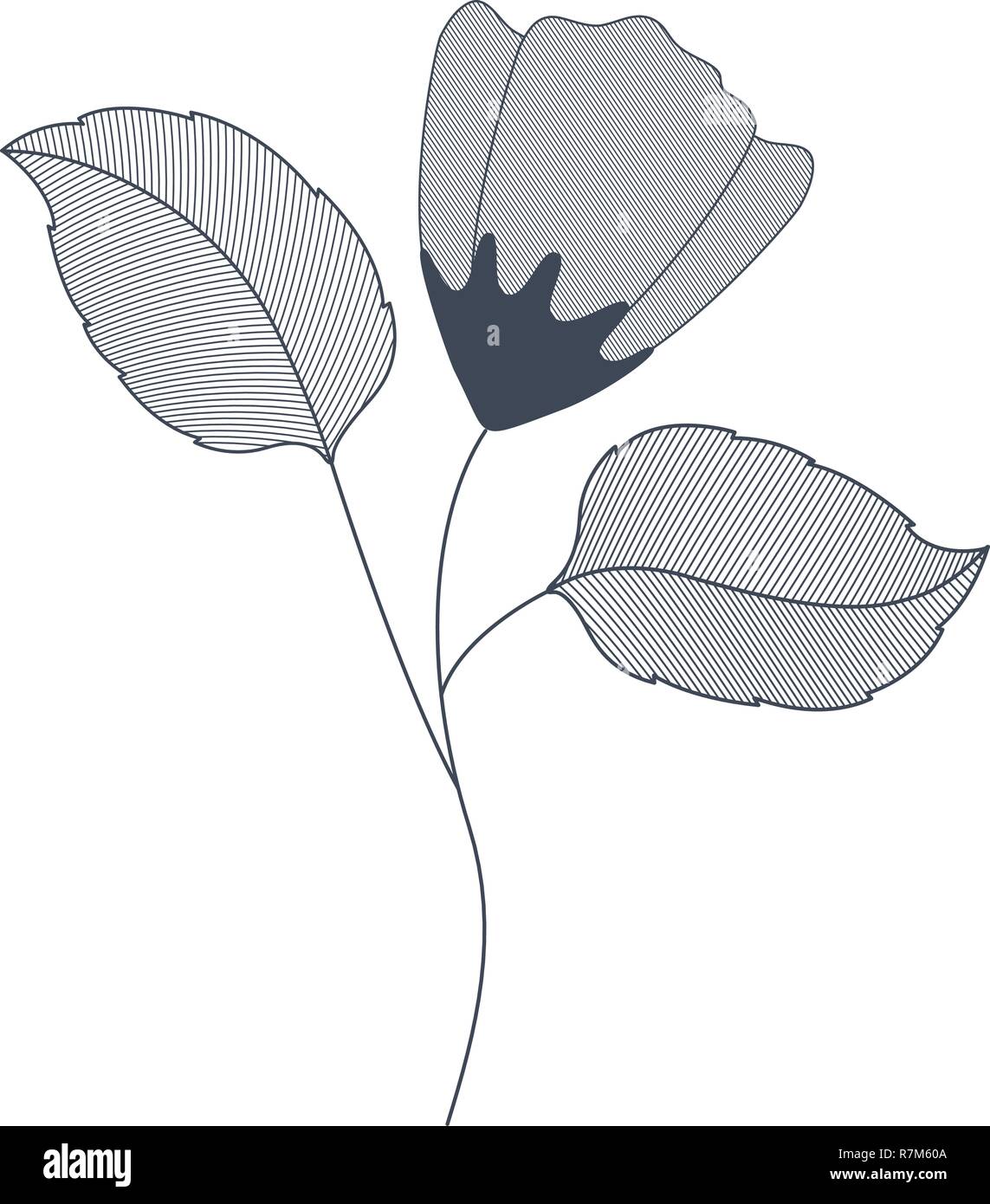 flower with branches and leaves isolated icon Stock Vector Image & Art ...